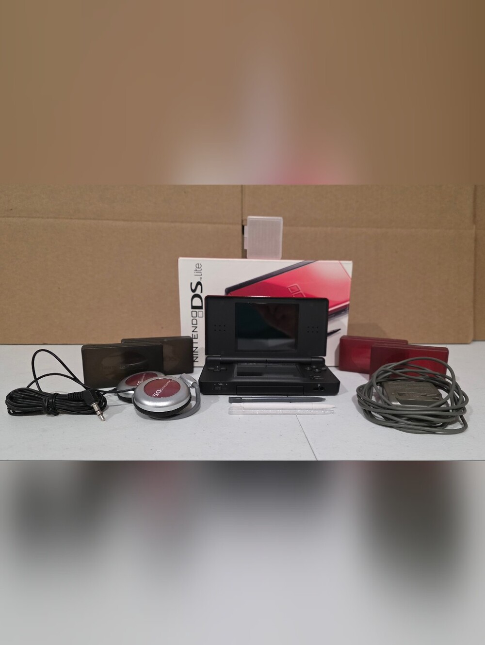 Nintendo DS Lite Crimson Handheld Console with 3 Different Stylus